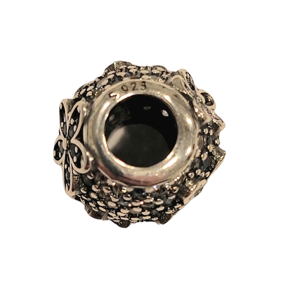 🎆Sterling Silver Crystal Blue Rhinestone Flower Bracelet Charm, fits Pandora - Picture 4 of 5